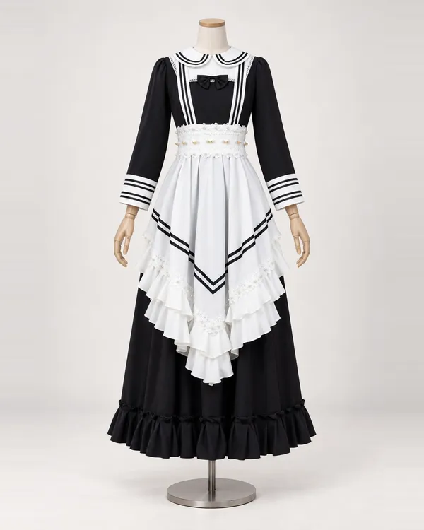 Colette Rayée — Black and White Striped Apron Dress