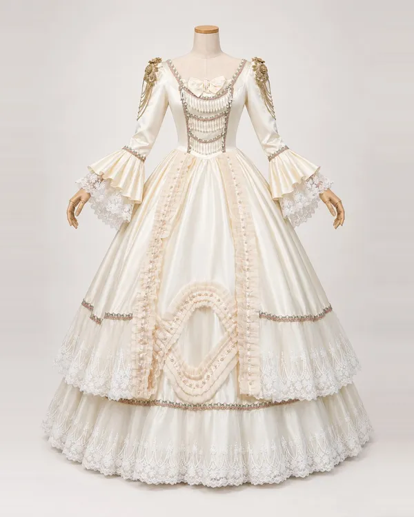 Perle d'Ivoire — Ivory Satin Ball Gown with Pearl Beading